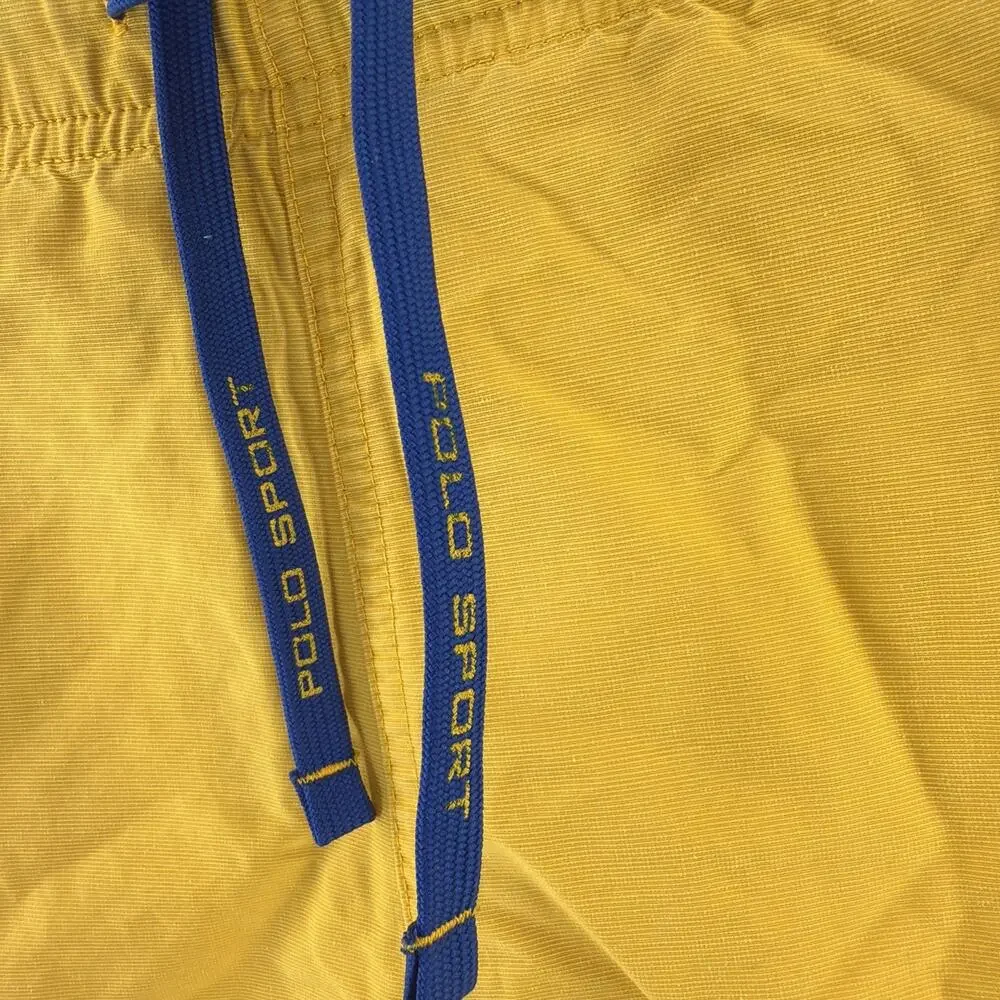 VTG Polo Sport Swim Trunks Med Yellow Ralph Lauren P Wing Lined Cargo Shorts 90s